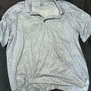 Floral Patterned Blue Polo Shirt for Men, XL